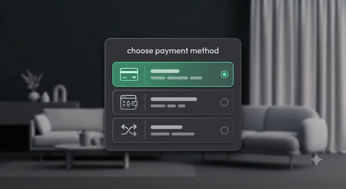 Choose payment method dialog with PayPal and USDT options