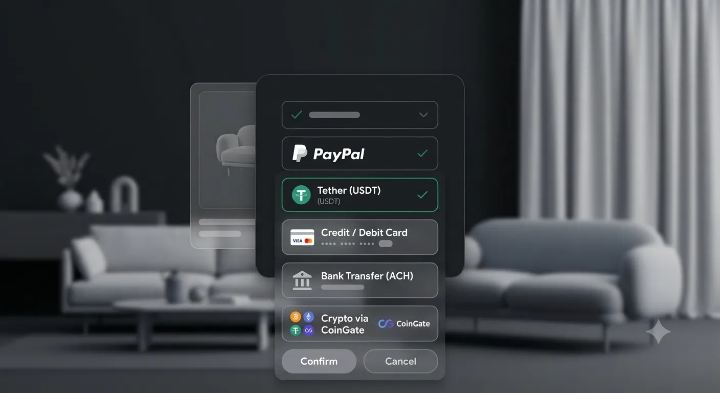 Select cart dialog on a 3D model detail page
